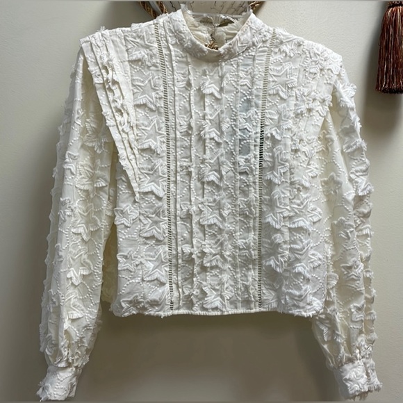 FARM RIO Star 3D Embroidered Blouse in Off White Small - NWT - Picture 4 of 10